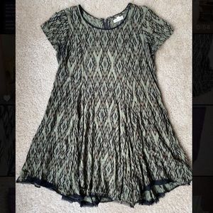 Olive Green Babydoll Dress with Trim Details
